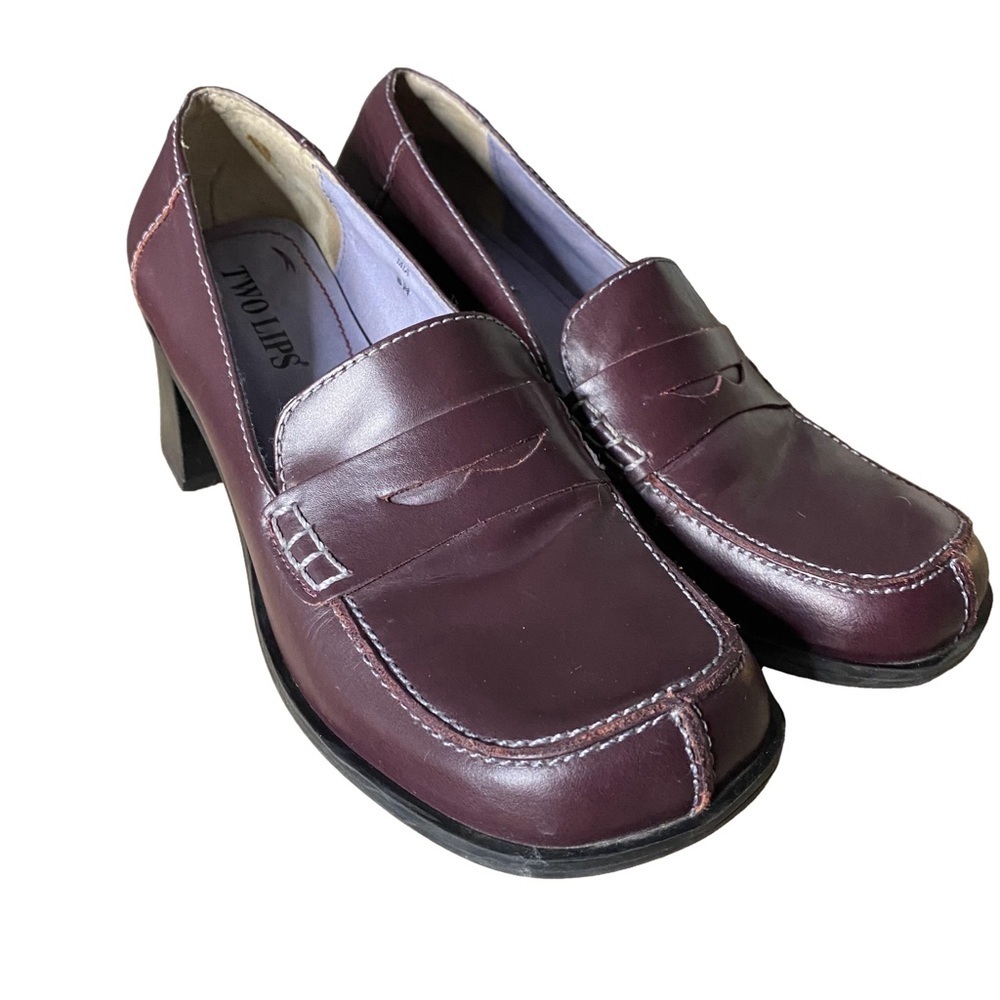 Two Lips Mia Leather Penny Loafers Y2K Size 8